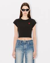 'Boke Flower' cropped embroidered T-shirt in cotton