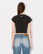'Boke Flower' cropped embroidered T-shirt in cotton