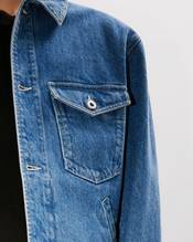 'Boke Flower' embroidered trucker jacket in japanese denim