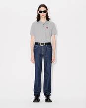 'Boke Flower' embroidered slim polo in cotton