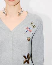 Embroidered cardigan in cotton