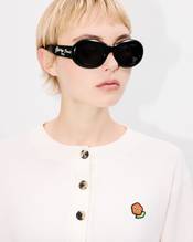 'KENZO Pop' embroidered crewneck cardigan in merino wool