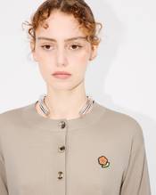'KENZO Pop' embroidered crewneck cardigan in merino wool