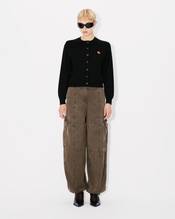 'KENZO Pop' embroidered crewneck cardigan in merino wool