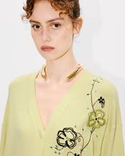 'KENZO Peonies' embroidered mid cardigan in light wool