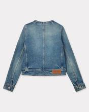 Collarless jacket in stretch japanese denim