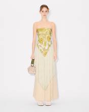 'KENZO Peonies' large tassel triangle in silk