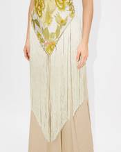 'KENZO Peonies' large tassel triangle in silk