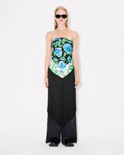 'KENZO Peonies' large tassel triangle in silk