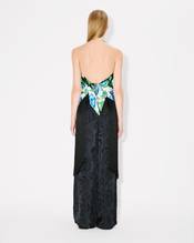 'KENZO Peonies' large tassel triangle in silk