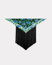 'KENZO Peonies' large tassel triangle in silk