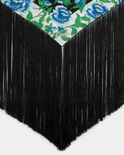 'KENZO Peonies' large tassel triangle in silk