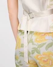 'KENZO Peonies' kimono waistcoat in cotton linen and satin solid