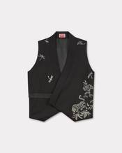 'KENZO Paris Jungle' embroidered kimono waistcoat in virgin wool and satin