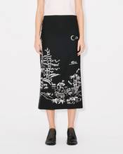 'KENZO Paris Jungle' embroidered long straight skirt in virgin wool