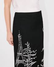 'KENZO Paris Jungle' embroidered long straight skirt in virgin wool