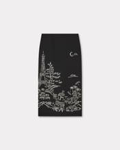 'KENZO Paris Jungle' embroidered long straight skirt in virgin wool