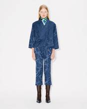 'KENZO Peonies' cropped pants in cotton linen jacquard