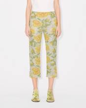 'KENZO Peonies' cropped pants in cotton linen jacquard