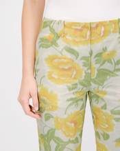 'KENZO Peonies' cropped pants in cotton linen jacquard