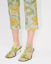 'KENZO Peonies' cropped pants in cotton linen jacquard