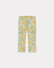 'KENZO Peonies' cropped pants in cotton linen jacquard