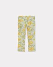 'KENZO Peonies' cropped pants in cotton linen jacquard