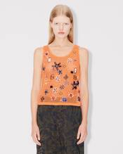 Knitted tank top in cotton mesh