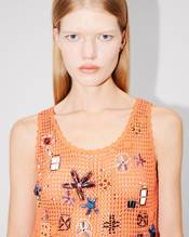 Knitted tank top in cotton mesh
