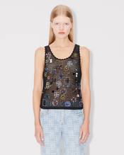 Knitted tank top in cotton mesh