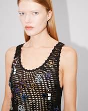Knitted tank top in cotton mesh