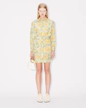 'KENZO Peonies' kimono sleeve shirt dress in cotton linen