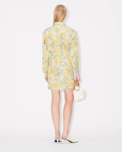 'KENZO Peonies' kimono sleeve shirt dress in cotton linen