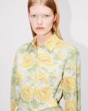 'KENZO Peonies' kimono sleeve shirt dress in cotton linen