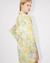 'KENZO Peonies' kimono sleeve shirt dress in cotton linen
