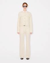 Collarless jacket in cotton