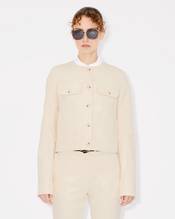 Collarless jacket in cotton