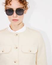 Collarless jacket in cotton