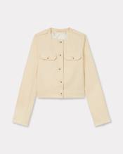 Collarless jacket in cotton