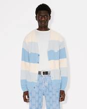 Embroidered stripes cardigan in cotton blend