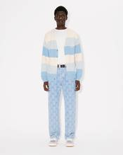 Embroidered stripes cardigan in cotton blend
