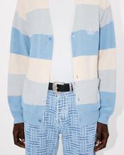 Embroidered stripes cardigan in cotton blend