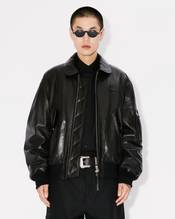 Leather bomber jacket