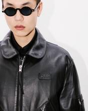 Leather bomber jacket