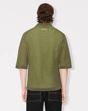 Oversized embroidered knitted polo in cotton mesh