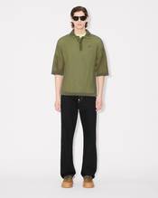 Oversized embroidered knitted polo in cotton mesh