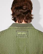 Oversized embroidered knitted polo in cotton mesh