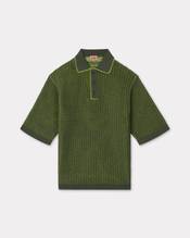 Oversized embroidered knitted polo in cotton mesh