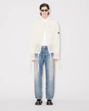 Zip-up hooded sweatshirt in mesh