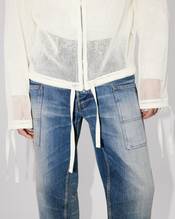 Zip-up hooded sweatshirt in mesh